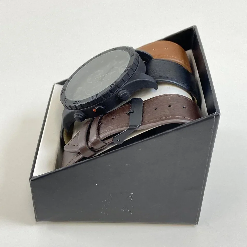 NWT IOB Geneva 5314 Men's Black Chronograph Watch